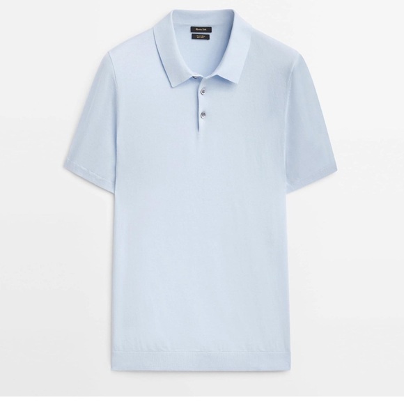 Massimo Dutti Sky Blue Polo Shirt - Picture 1 of 6
